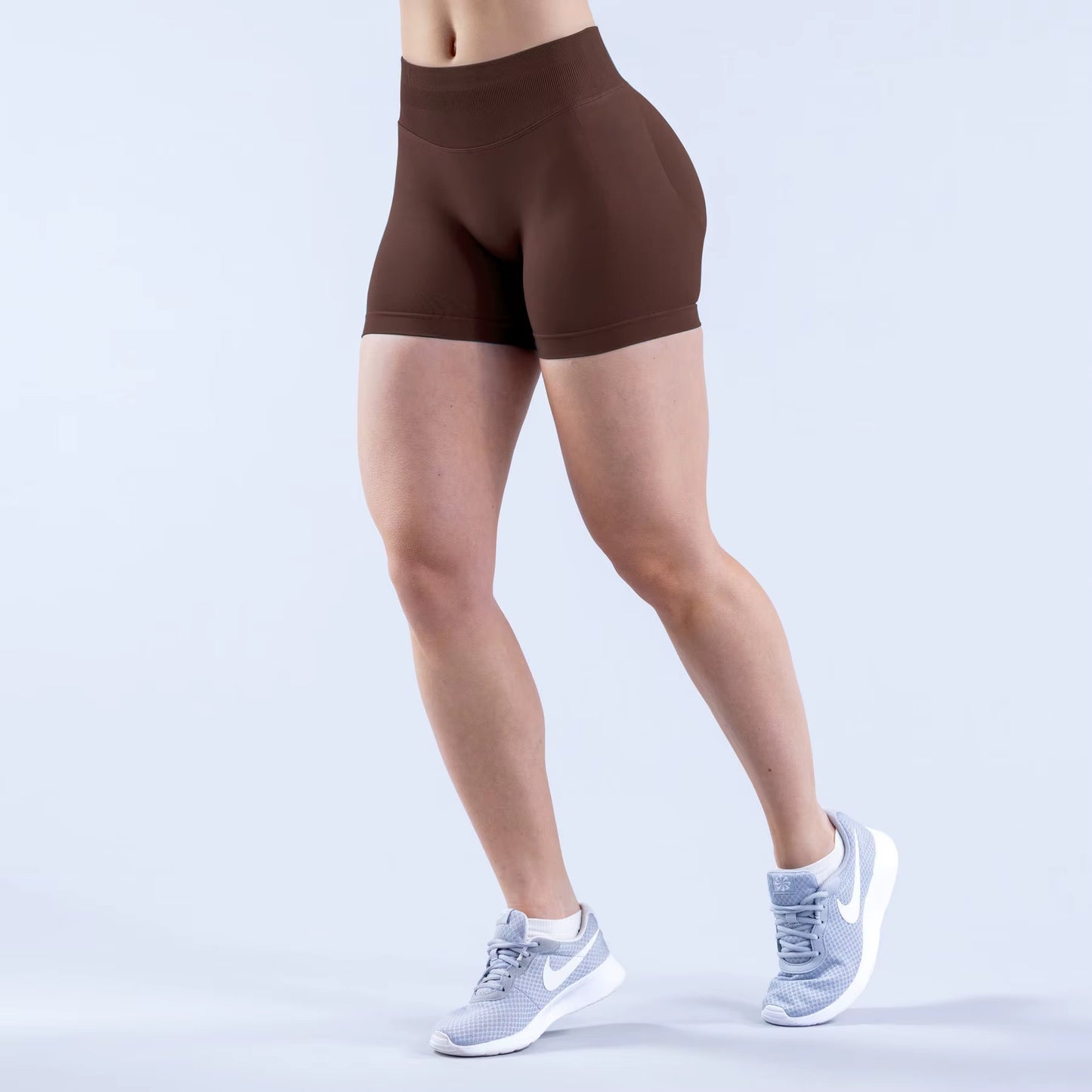 One Piece of Three Waisted Pleated Low Rise Fitness Seamless Three Part Pants Yoga Shorts Gym Shorts Women'S Fitness Sports Legg