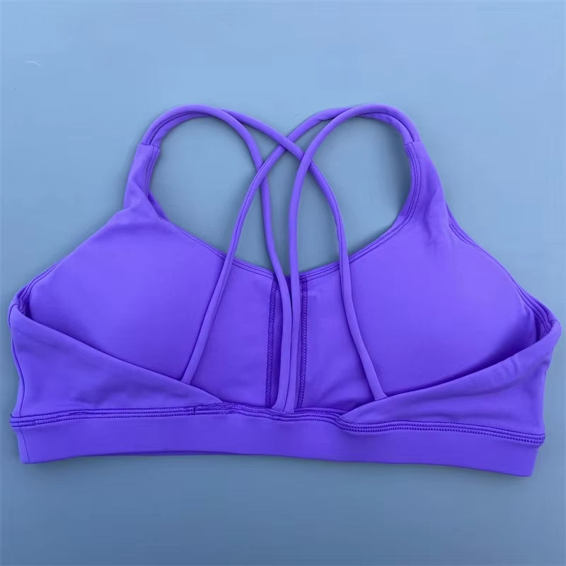 Solid Color Soft High Strength Women Fitness Bra Tight Sport Top Comprehensive Training Gym Yoga Underwear Tight with Chest Pad