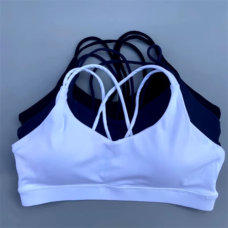 Solid Color Soft High Strength Women Fitness Bra Tight Sport Top Comprehensive Training Gym Yoga Underwear Tight with Chest Pad