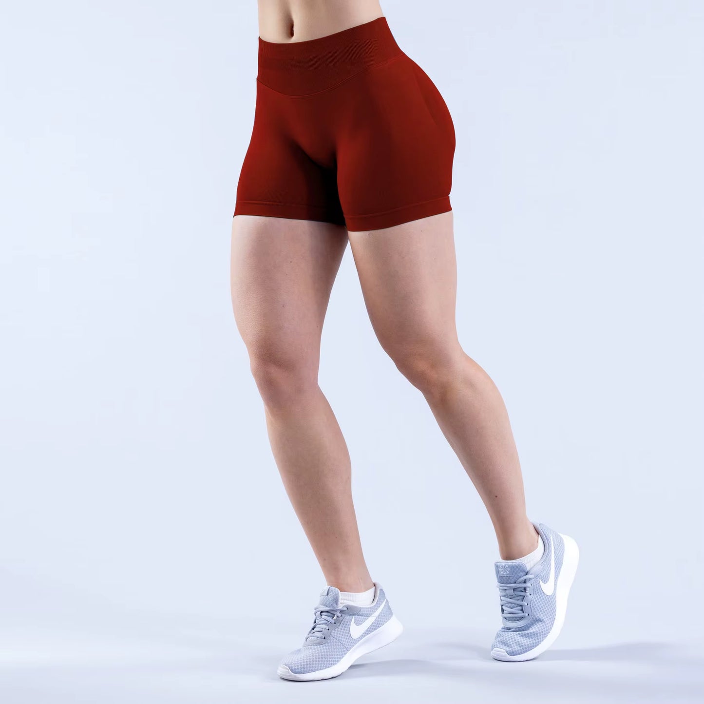 One Piece of Three Waisted Pleated Low Rise Fitness Seamless Three Part Pants Yoga Shorts Gym Shorts Women'S Fitness Sports Legg